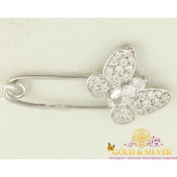 Серебряная булавка 925 проба. Булавка Бабочка бш068с